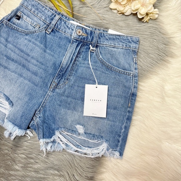 NEW KanCan High Rise Women’s Cutoff Frayed Denim Shorts Sz 27 - Picture 2 of 10